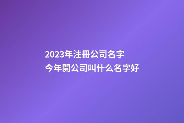 2023年注冊公司名字 今年開公司叫什么名字好-第1張-公司起名-玄機派